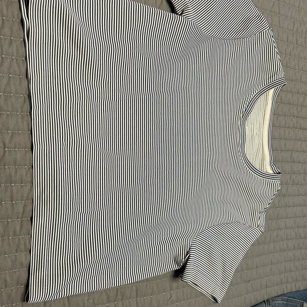 Striped Blue and White Workout Top